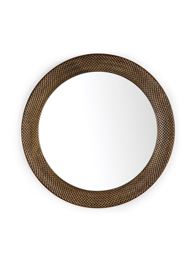 Iggy 90cm Brass-Effect Round Wall Mirror – alternate view