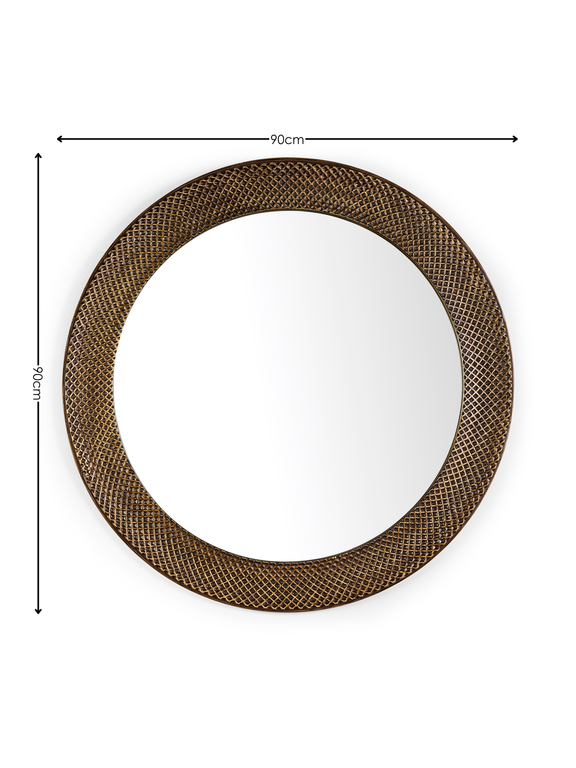 Iggy 90cm Brass-Effect Round Wall Mirror – dimensions diagram