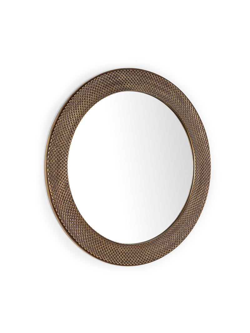 Iggy 90cm Brass-Effect Round Wall Mirror – alternate view