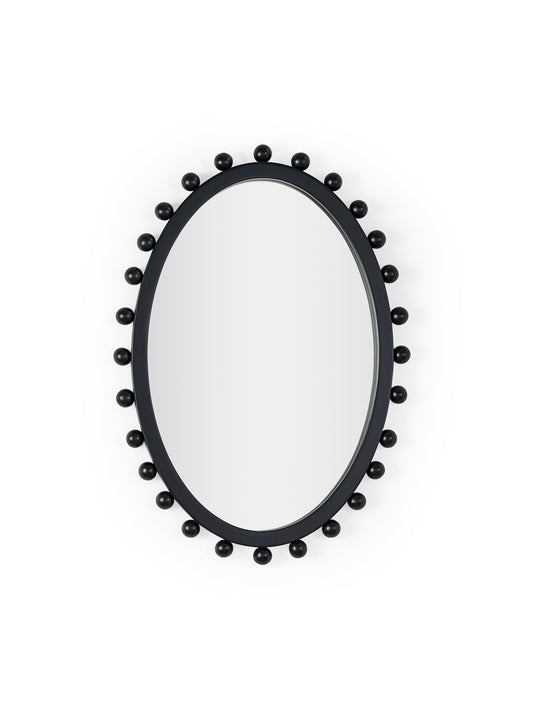 Hendrix 67cm Black Beaded Oval Wall Mirror – alternate view