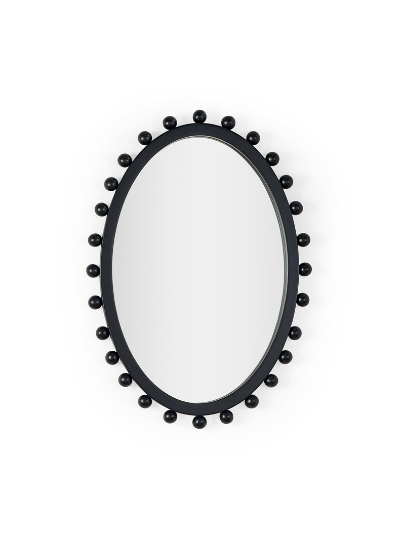 Hendrix 67cm Black Beaded Oval Wall Mirror – alternate view