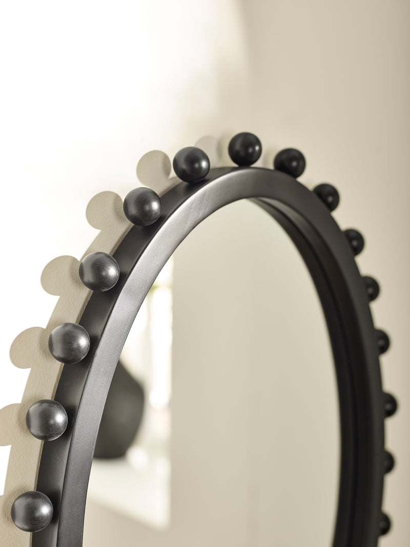 Hendrix 67cm Black Beaded Oval Wall Mirror – detail view