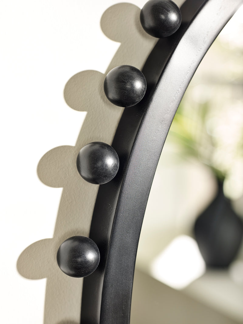 Hendrix 67cm Black Beaded Oval Wall Mirror – detail view