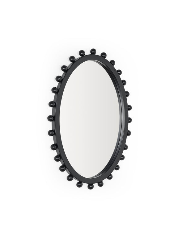 Hendrix 67cm Black Beaded Oval Wall Mirror – alternate view