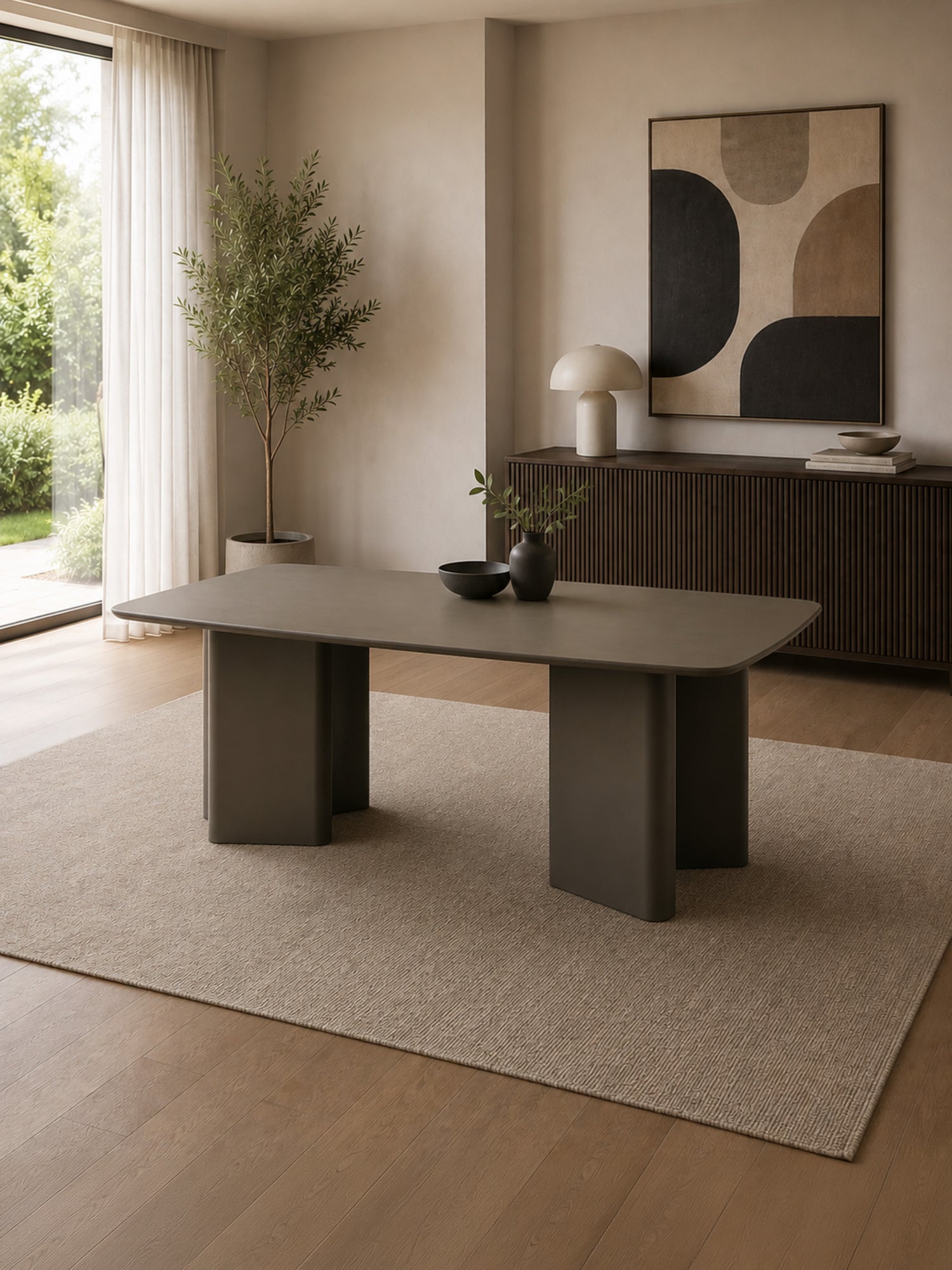 Moro 200cm Chocolate Brown Dining Table – 4–6 Seater – styled room view