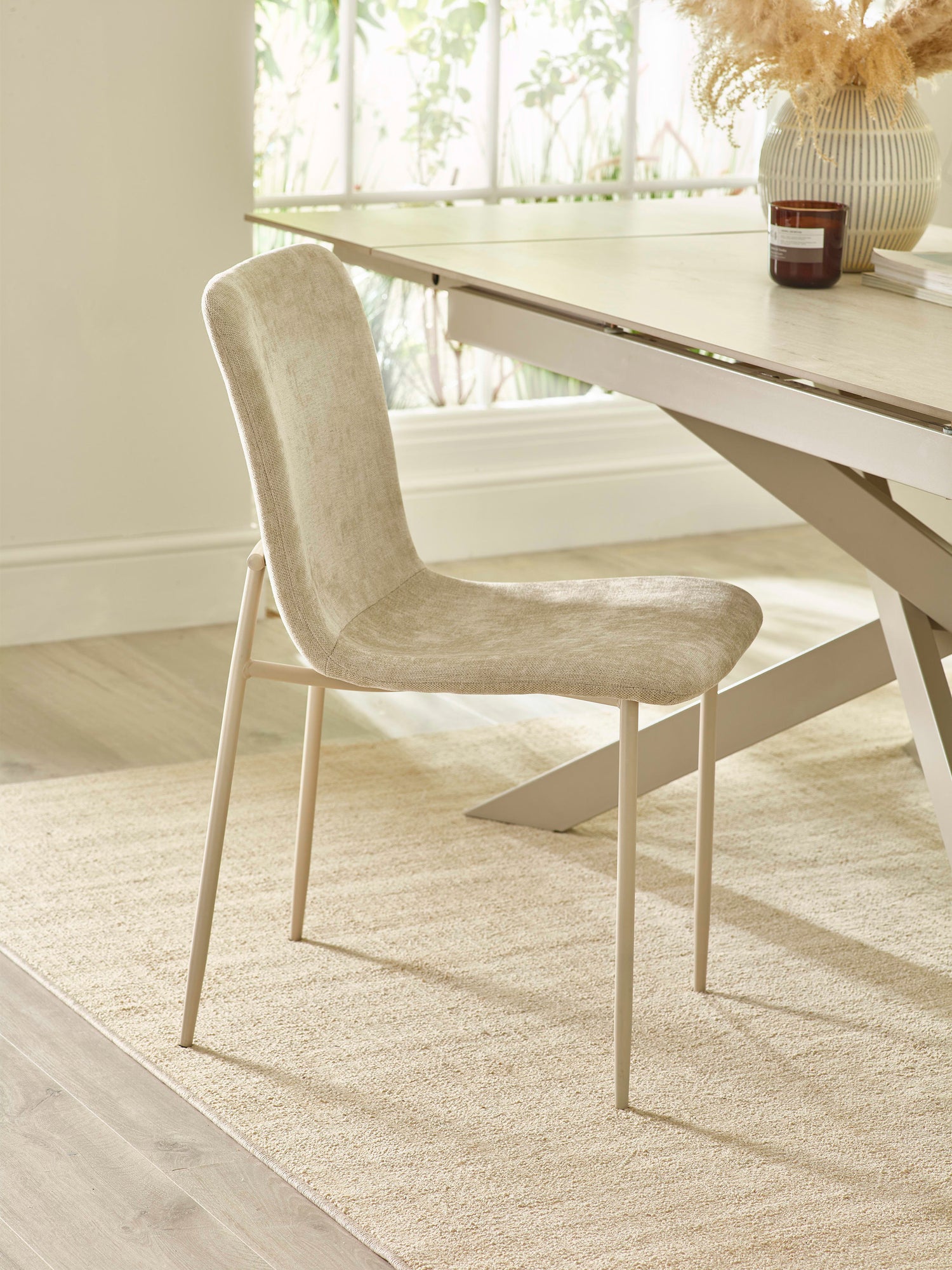 Nora Upholstered Dining Chair (Set of 4) – Cream Chenille – main view