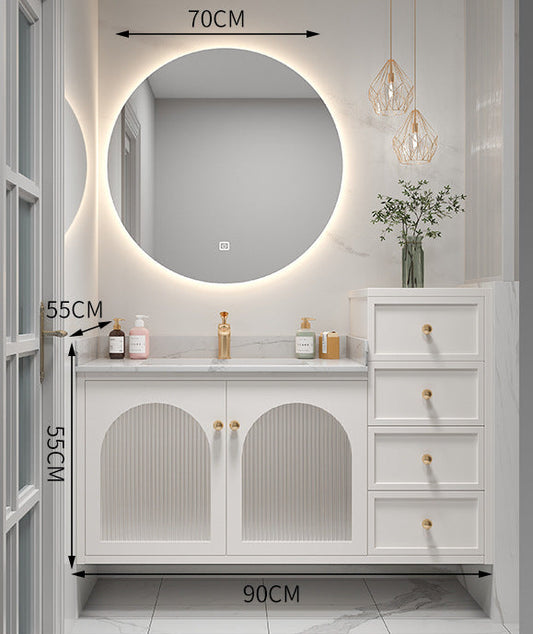 Modern wall-mounted vanity with stone countertop