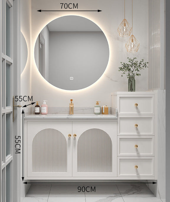 Modern wall-mounted vanity with stone countertop
