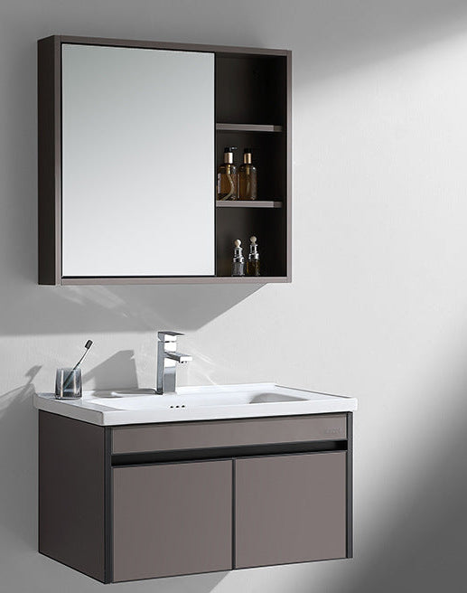 wall mounted stainless steel vanity with mirror cabinet