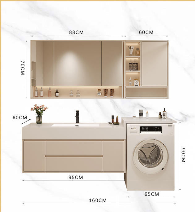 Light luxury bathroom mirror cabinet with LED strip lights