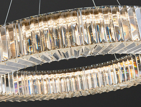 Gold frame crystal chandelier with LED bulbs