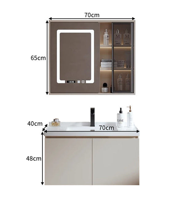 Small bathroom vanity with mirror cabinet display