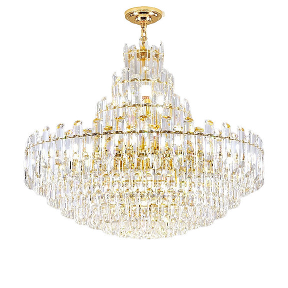Empire style single layer crystal chandelier gold finish
