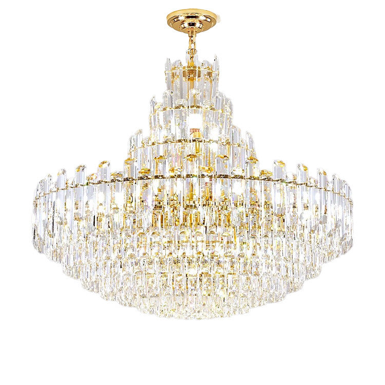 Empire style single layer crystal chandelier gold finish