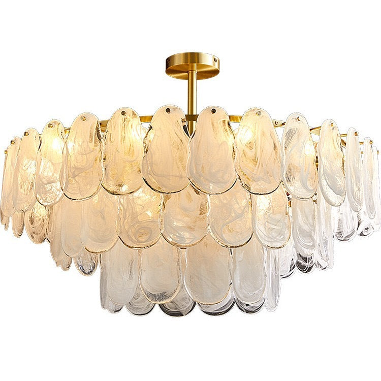 Nordic post-modern ceiling light with layered glass petals