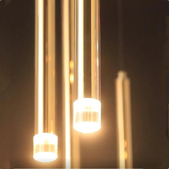 Modern vertical rod chandelier with cascading lights
