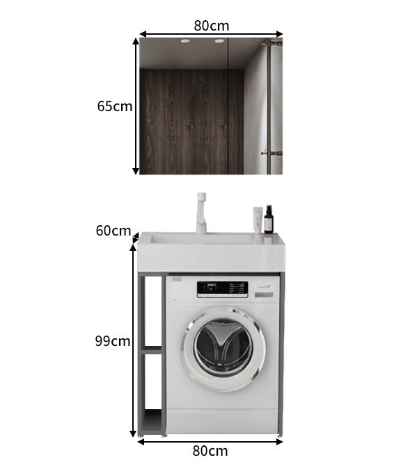 Compact laundry vanity with integrated basin