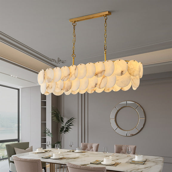 Designer marble disc chandelier for living room lighting