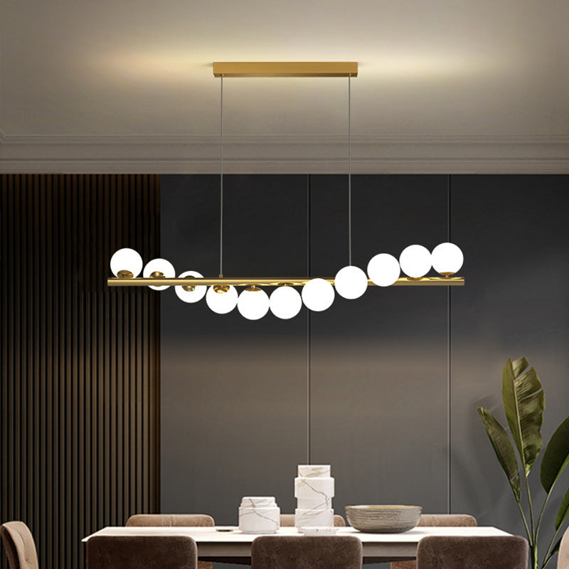 Magic bean linear glass LED chandelier gold