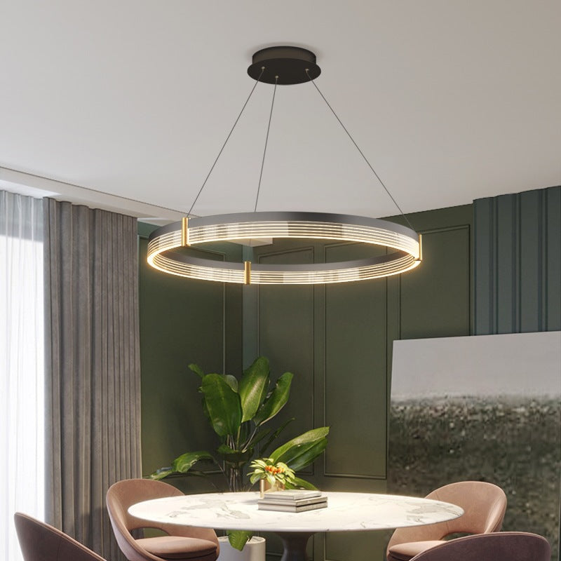 layered circular led chandelier hanging view