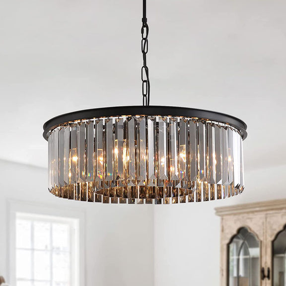 Luxury dining table chandelier black gold frame
