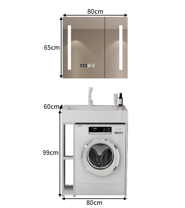 modern laundry sink cabinet with smart mirror