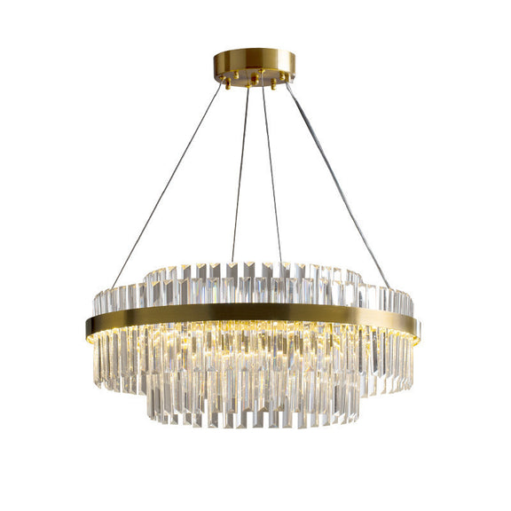 Luxury gold crystal pendant ceiling light illuminated