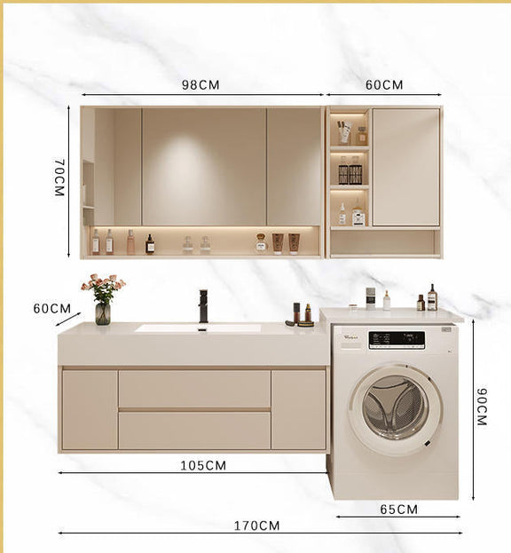 Seamless stone countertop bathroom furniture in grey finish