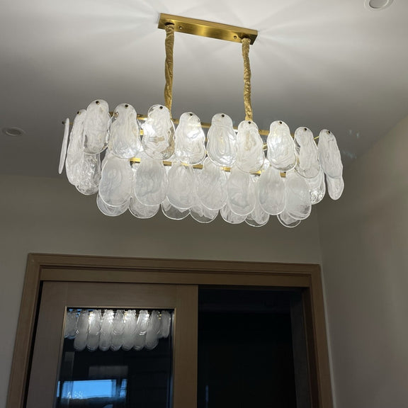 Modern mist-textured glass chandelier with LED bulbs