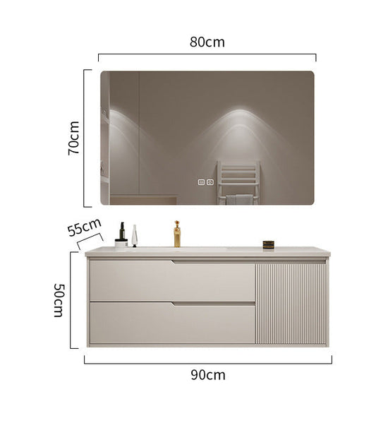 Japanese-style bathroom cabinet with stone slab basin