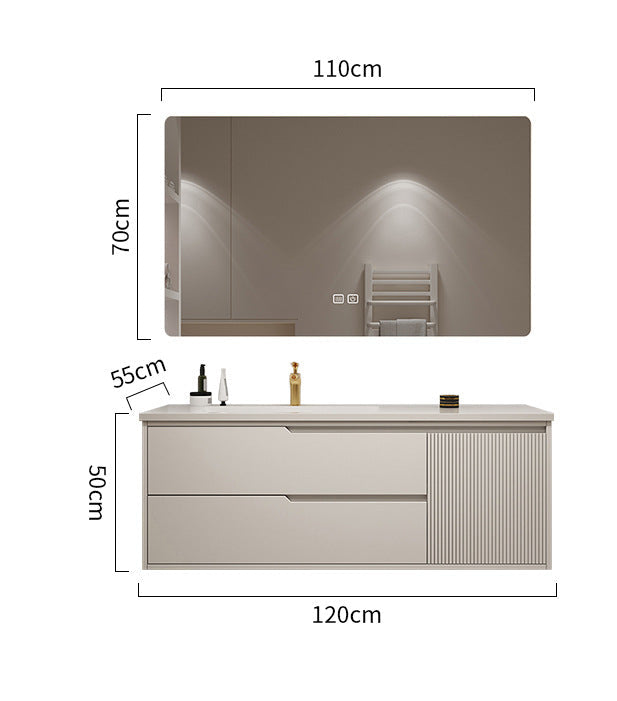 Seamless countertop and storage drawers modern vanity