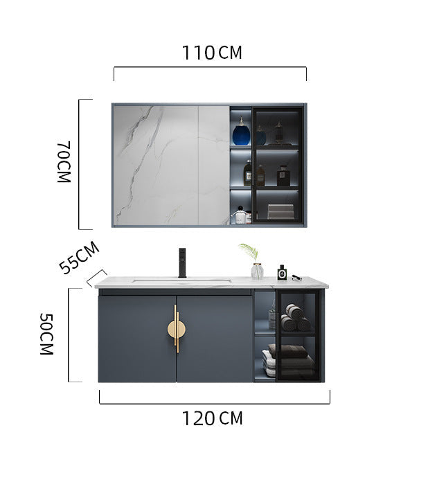 Smart LED mirror storage cabinet grey finish