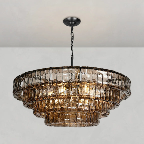 Luxury gray glass chandelier for dining room lighting