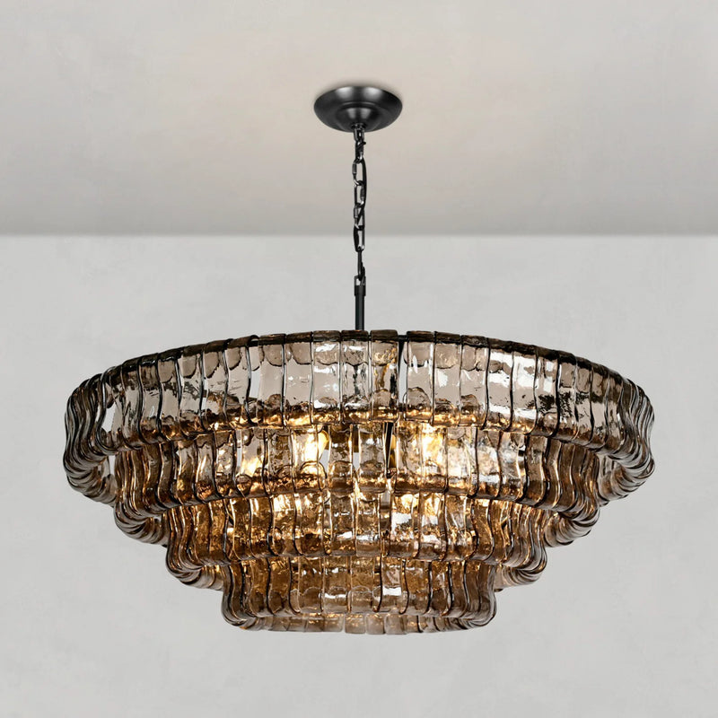 Luxury gray glass chandelier for dining room lighting
