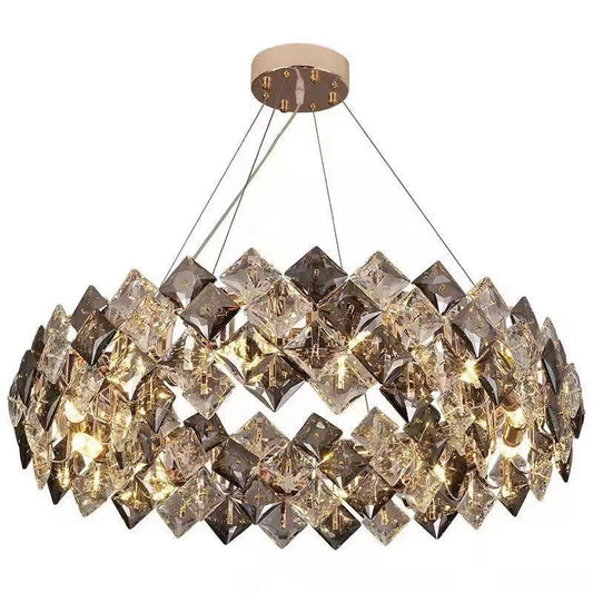Geometric crystal chandelier with faceted glass design