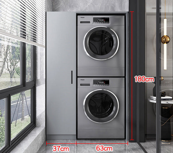 grey utility cabinet for stacked appliances