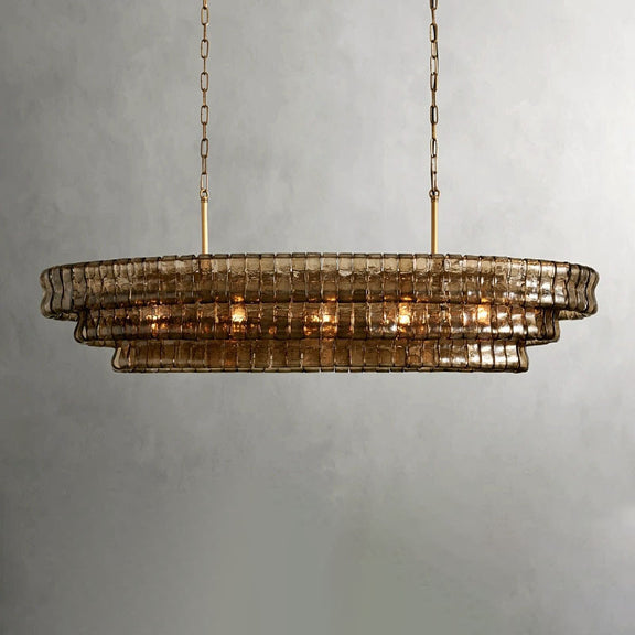 Modern gold chandelier with layered glass design
