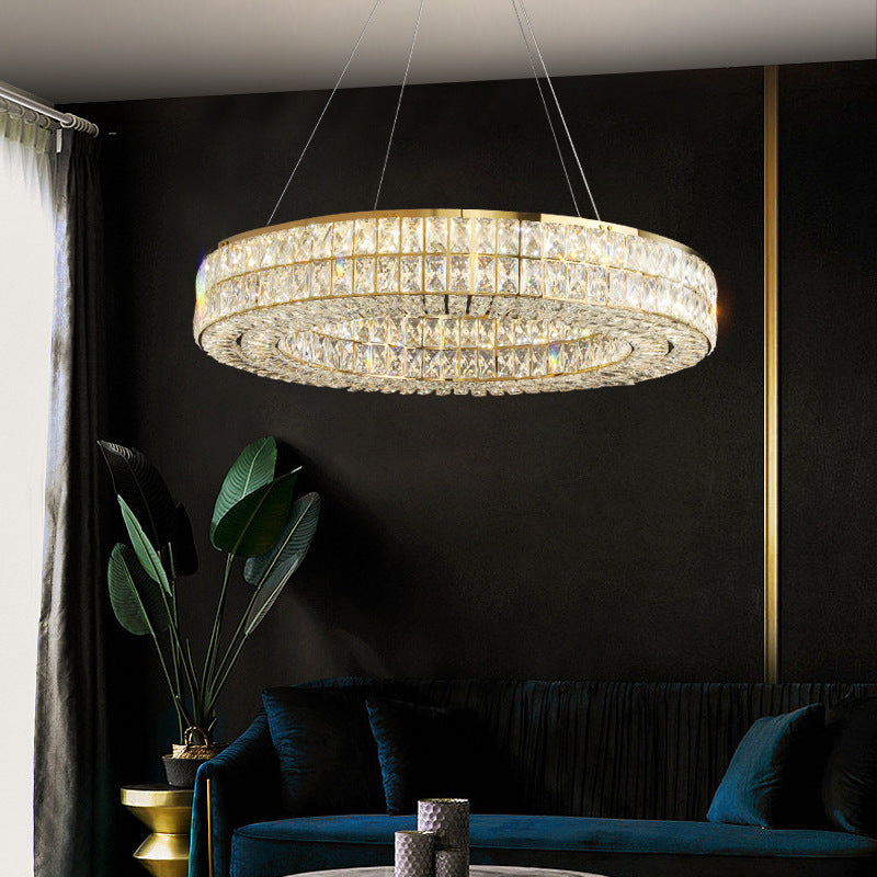 long crystal pendant light gold frame