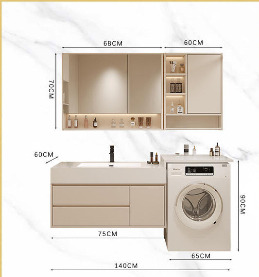 Wall-mounted minimalist bathroom cabinet with storage and lighting