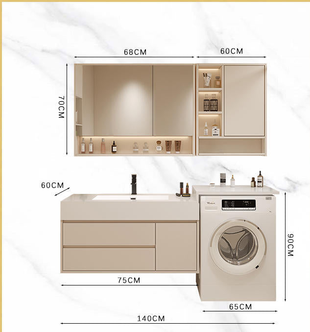 Wall-mounted minimalist bathroom cabinet with storage and lighting
