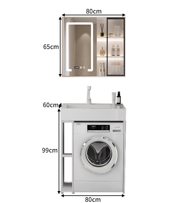 floor-standing laundry unit with basin and appliance space