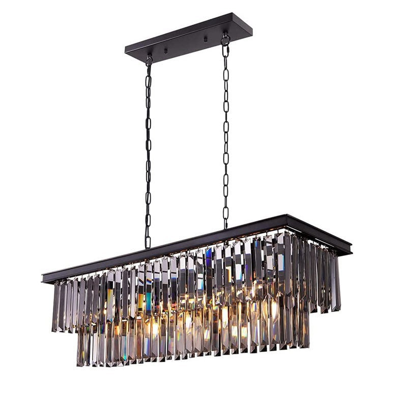 Modern crystal pendant light with smoke grey crystals