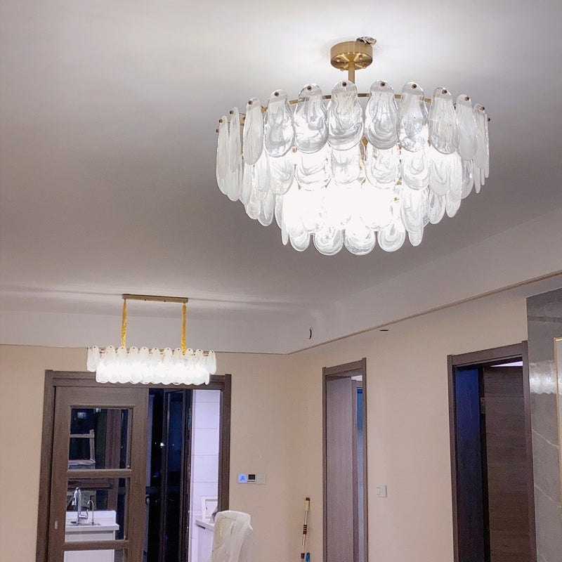 Luxury mist glass chandelier for living room lighting