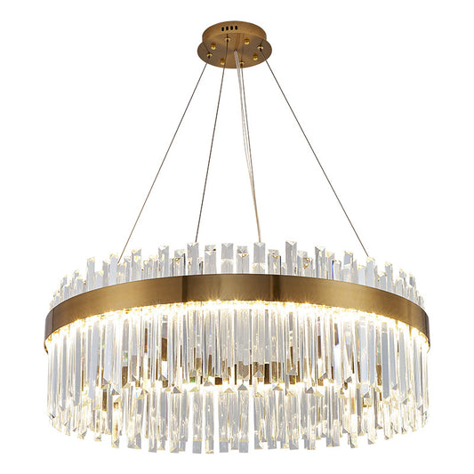 Round gold crystal LED chandelier living room