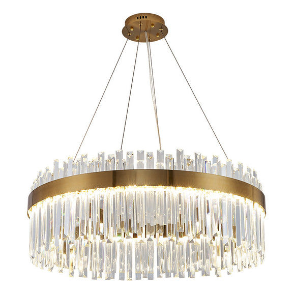 Round gold crystal LED chandelier living room