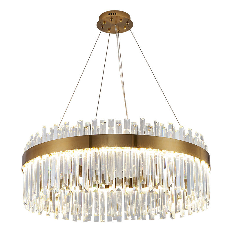 Round gold crystal LED chandelier living room