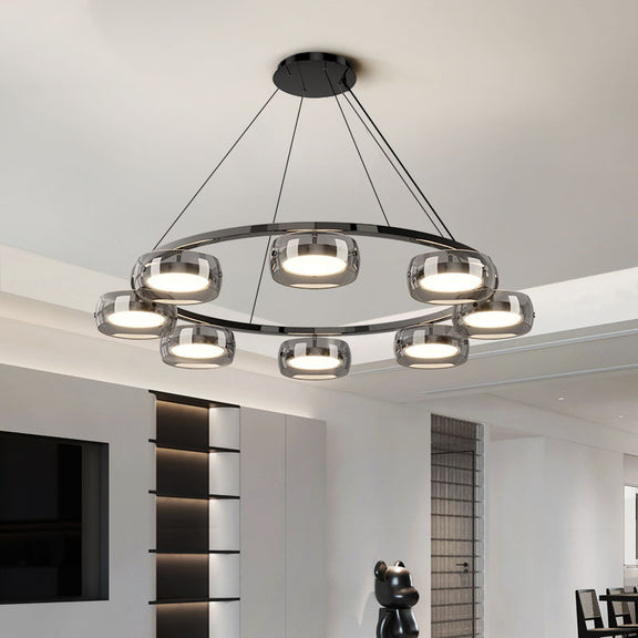 LED ring chandelier with multiple heads for dining room