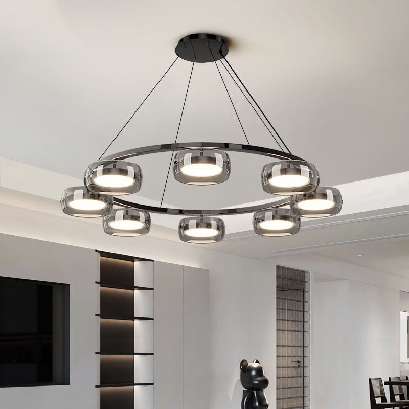 LED ring chandelier with multiple heads for dining room