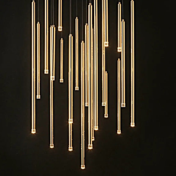 Designer gold LED chandelier for hotel lobby