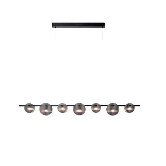 Designer linear glass globe chandelier bar